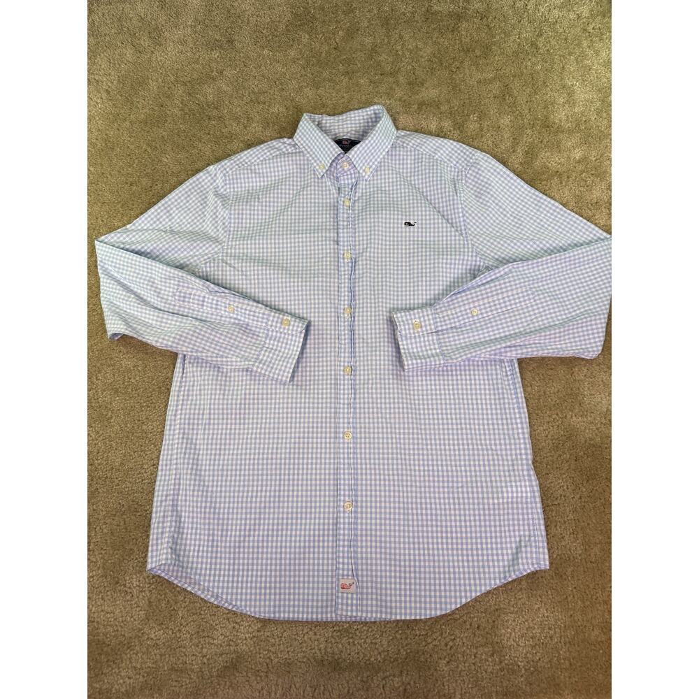Vineyard Vines Men's Classic Fit Murray Long Sleeve Blue Check Shirt Medium D292